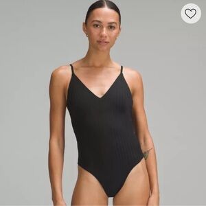 Lululemon V-Neck Ribbed One-Piece Black Swimsuit